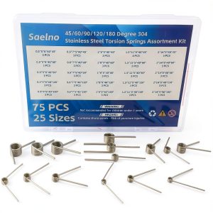 75Pcs 25 Sizes 45-180° 304 Stainless Steel Torsion Springs Kit Saelno-0