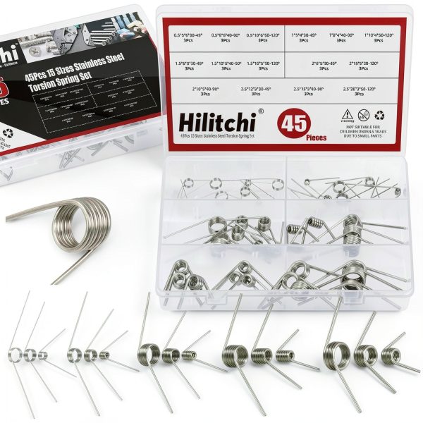 Stainless Steel Torsion Spring 45PCS Kit Hilitchi V‑Shape Set-0
