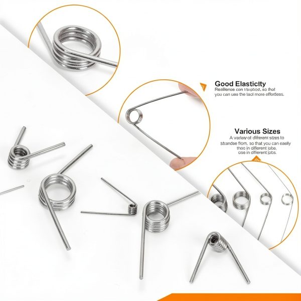 45Pcs 15 Sizes 45/90/120 Degree Stainless Steel Torsion Springs Assortment Kit Mechanical Small Torsion Spring Tiny Torsional Spring for Carpentry Woodworking Maintenance Repair DIY Project-3