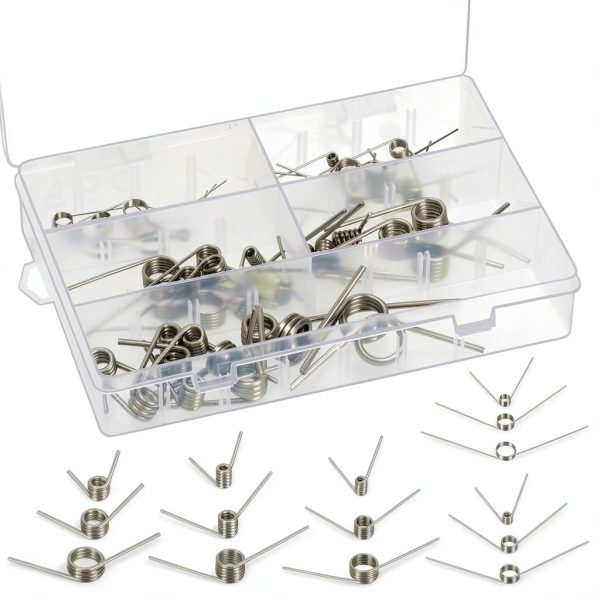 45Pcs 15 Sizes 45/90/120 Degree Stainless Steel Torsion Springs Assortment Kit Mechanical Small Torsion Spring Tiny Torsional Spring for Carpentry Woodworking Maintenance Repair DIY Project-0